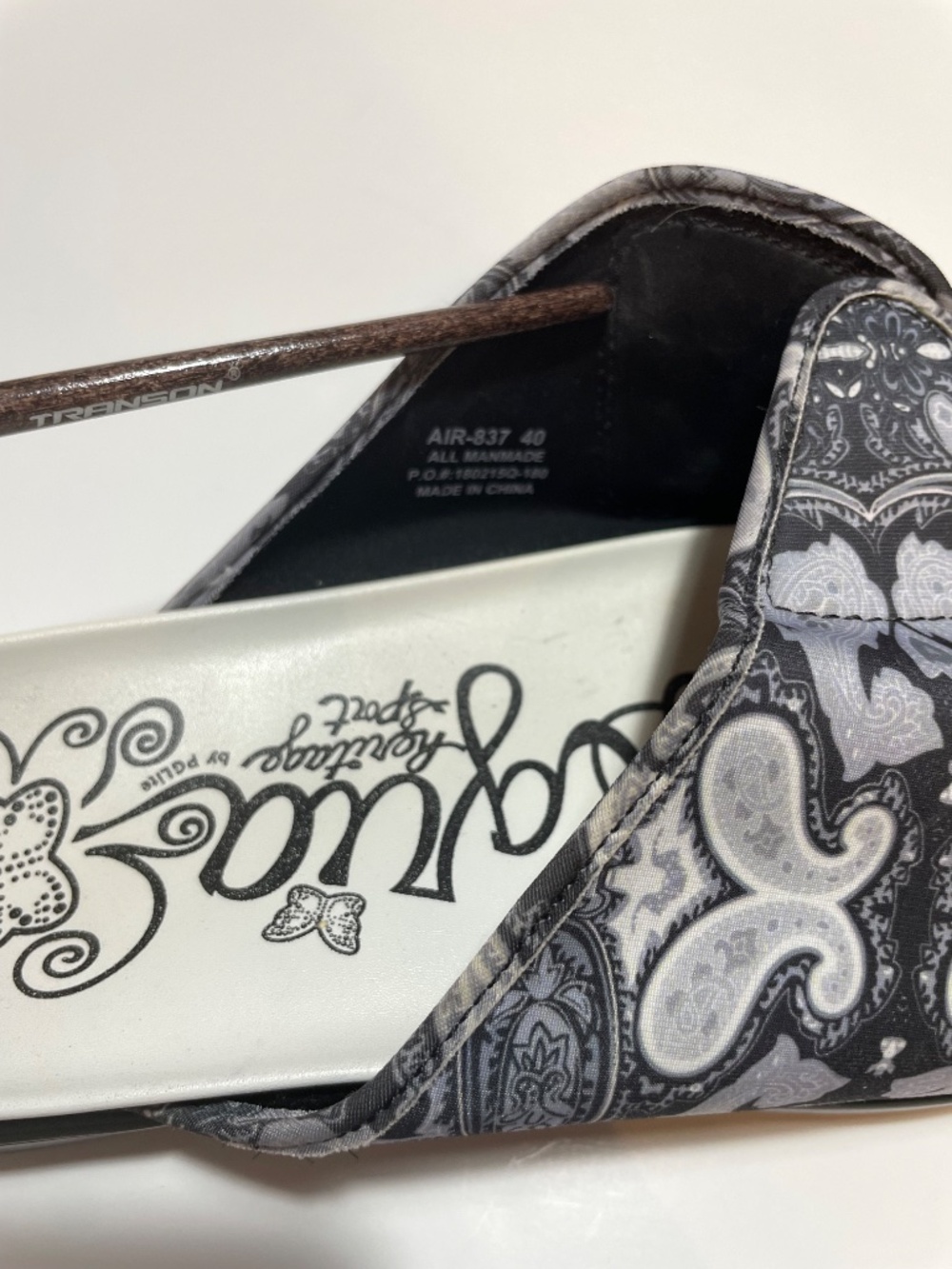 Alegria Platform Slide Sandals Black White Women's 10 - Picture 8 of 10